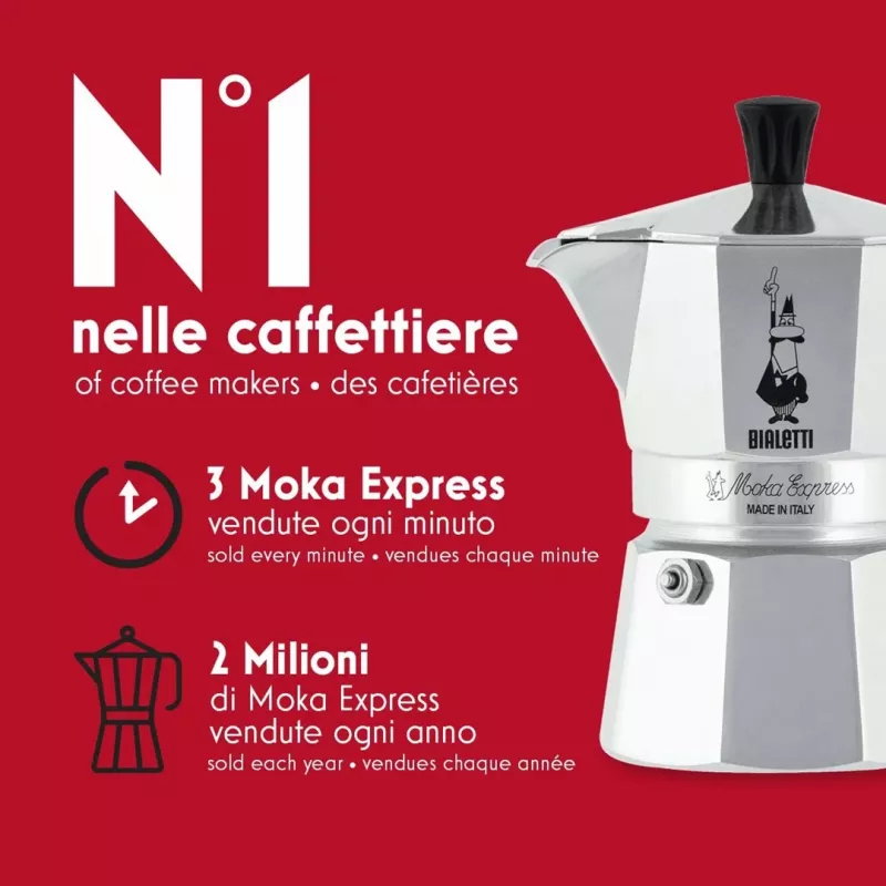 Bialetti Moka Express kavinukas 0,06 L aliuminis, juodas