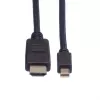 ROLINE vaizdo / garso kabelis DisplayPort / HDMI, 32 AWG, Mini DisplayPort (M) – HDMI (M), 1 m, ekranuotas, juodas (11.04.5790)