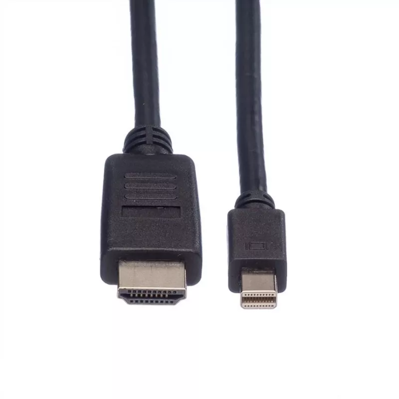 ROLINE vaizdo / garso kabelis DisplayPort / HDMI, 32 AWG, Mini DisplayPort (M) – HDMI (M), 1 m, ekranuotas, juodas (11.04.5790)