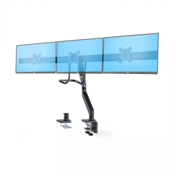 StarTech.com Trijų monitorių stalo laikiklis su skersiniu, iki 27 colių ekranams, VESA 75x75/100x100, beįrankis reguliavimas, C-spaustuvas/įvorė, spyruoklinė ranka