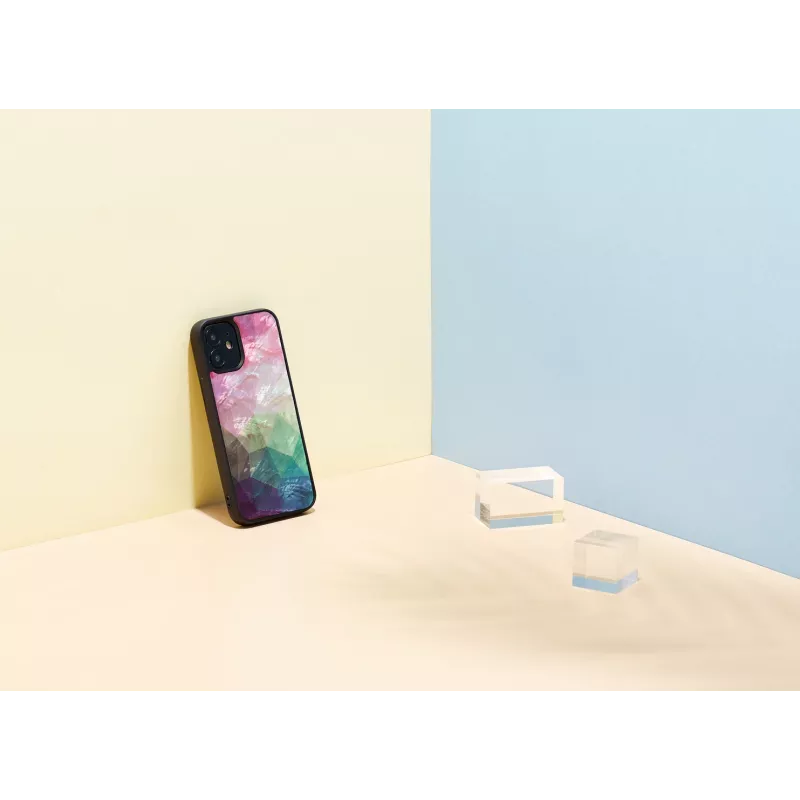 Apsauginis dėklas iKins Apple iPhone 12 mini — vandens gėlių raštas, juodas