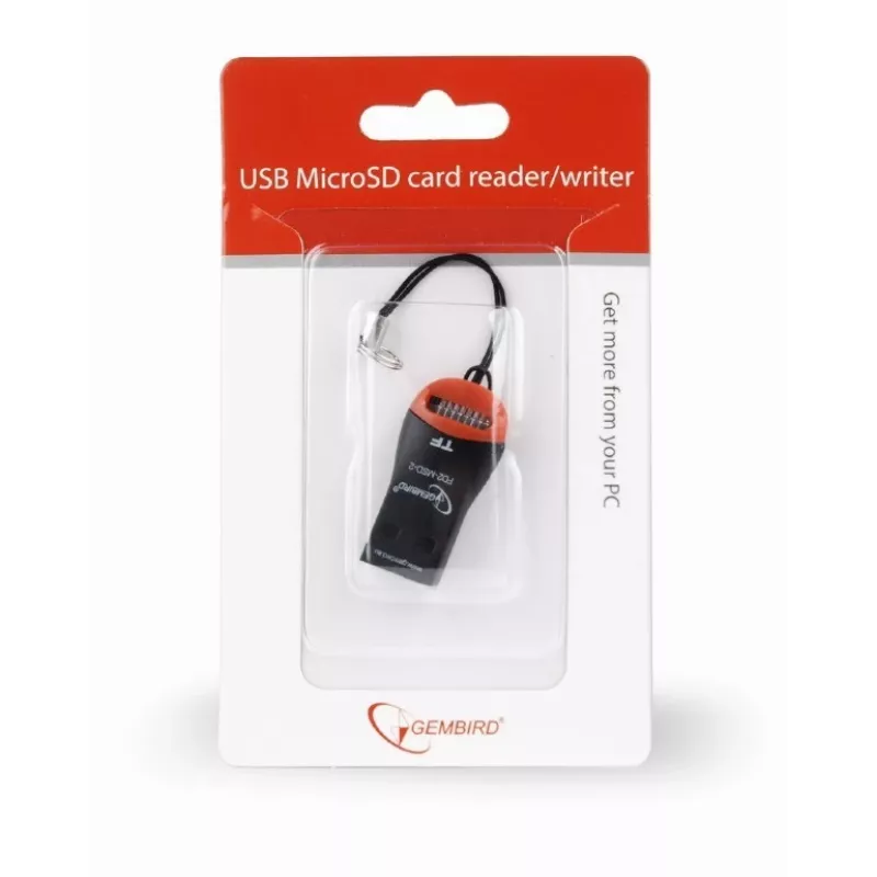 Card Reader Gembird FD2-MSD-3 USB 2.0 juoda raudona