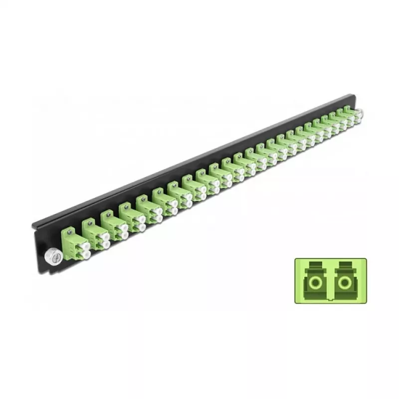 Priekinis skydelis Splice Box DeLOCK 19 colių 43362 24 prievadai LC Duplex šviesiai žalias