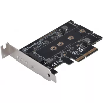 Silverstone SST-ECM27 M.2/SATA adapterio kortelė, PCIe 4.0, 1x M-Key, 2x SATA 6G – Low Profile