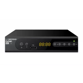 Set-top dėžutė ESPERANZA EV106R kabelinis imtuvas DVB-T2 / DVB-C HEVC H.265, HDMI, USB, PVR, Dolby Digital, 174–790 MHz, juoda