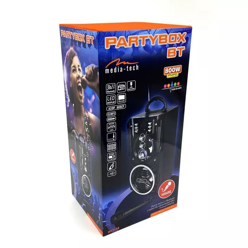 Nešiojamas stereo garsiakalbis Media-Tech PARTYBOX BT MT3150 Juodas