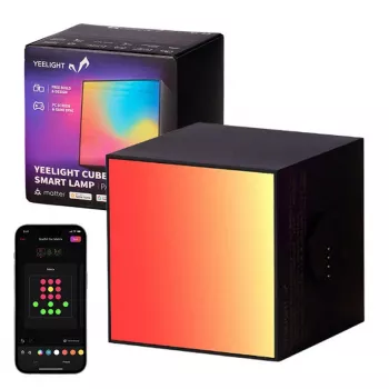 Išmanusis stalinis šviestuvas Yeelight Cube Black – Wi‑Fi/Bluetooth, daugiaspalvis, 75×75×75 mm, 100–240V