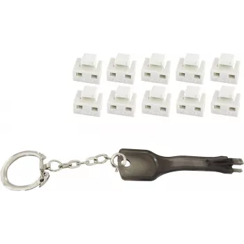 ShiverPeaks BS08-01036 RJ45 prievadų blokatorius — 10 spynelių su 1 pagrindiniu raktu, baltas