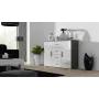 Sideboard Cama Meble UNI pilkos/baltos glotnios spalvos, 2 durys, 2 lentynos, 1320×380×920 mm