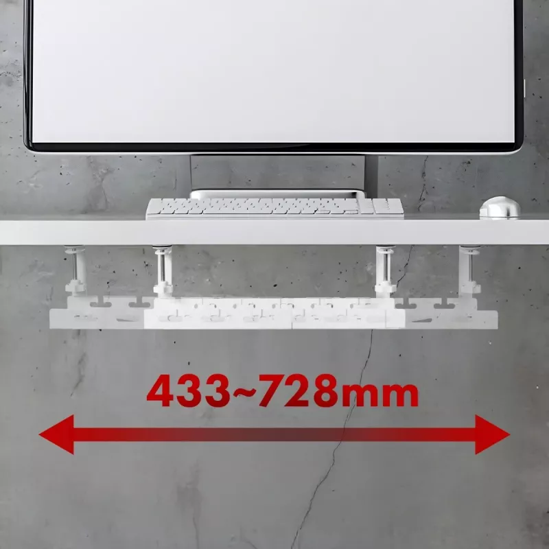 Maclean po stalu kabelių organizatorius, max. apkrova 5 kg, max. 728 mm, baltas, MC-103 W