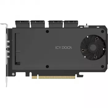 Icy Dock MB204MP-1B mobilaus stovo adapterio kortelė – 4 × M.2 NVMe SSD karštai keičiamas mobilus stovas