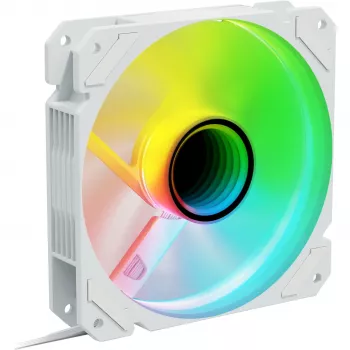 Korpuso ventiliatorius Sharkoon SHARK Mirror RGB PWM REVERSE 120 mm baltas, 500–1500 RPM, 99,52 m³/h, FDB