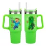Paladone Minecraft Green 900ml izoliuotas puodelis su šiaudeliu