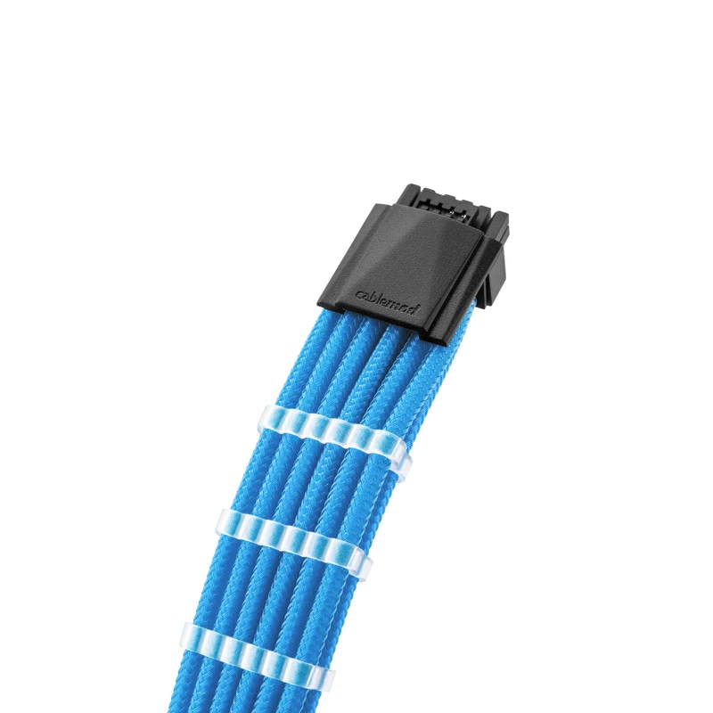 CableMod PRO ModMesh 12VHPWR kabelių prailginimo rinkinys — šviesiai mėlyna, 3 vnt. GPU 12+4 kontaktų prailginimai