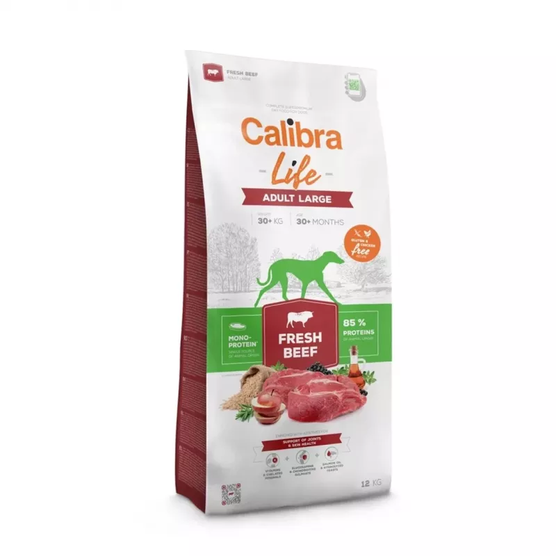 Calibra Dog Life Adult sausas maistas stambių veislių šunims su šviežia jautiena, 12 kg