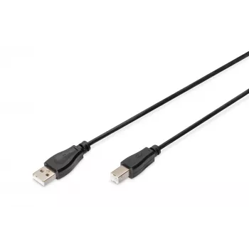 Assmann USB jungiamasis laidas A tipo (vyriškas) - B tipo (vyriškas), 1,8 m, USB 2.0, UL, juodas (AK-300102-018-S)