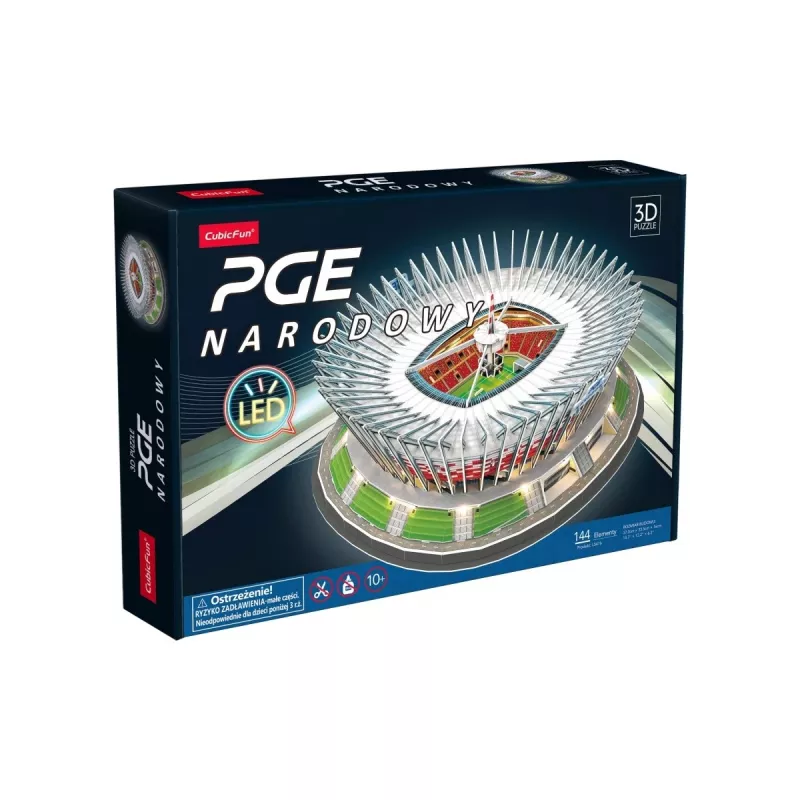 3D dėlionė cubicfun PGE National LED Model 306-L541H – LED apšviestas architektūrinis popierinis modelis