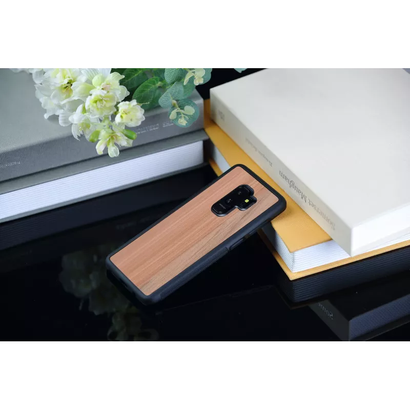 Apsauginis dėklas Samsung Galaxy S9 Plus, medinis, man and wood, kapučino juoda