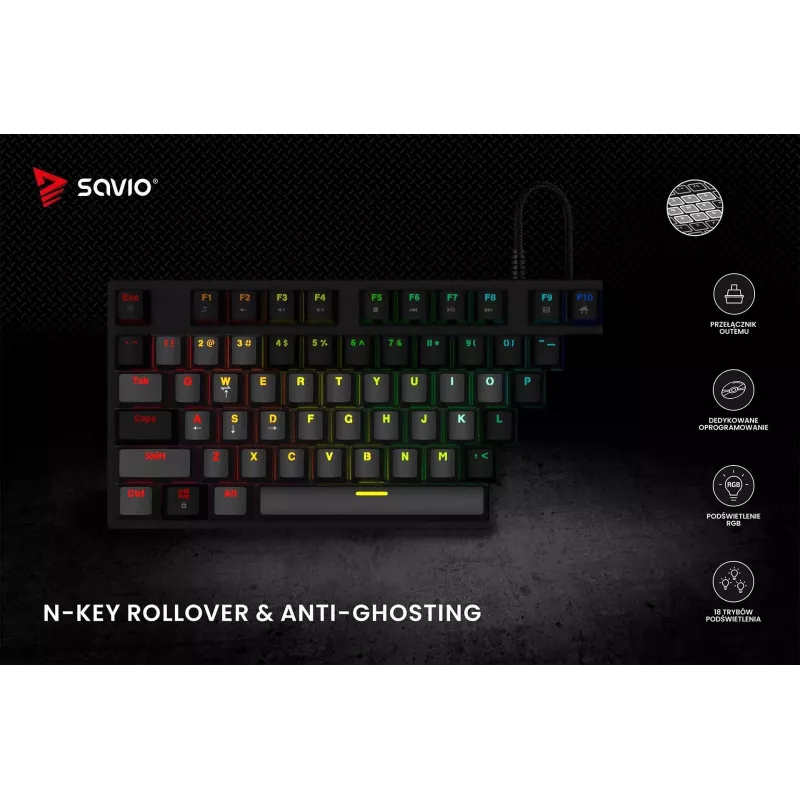 Mechaninė klaviatūra RGB Tempest X2 Outemu Red Savio Savgk-tempest X2 Red