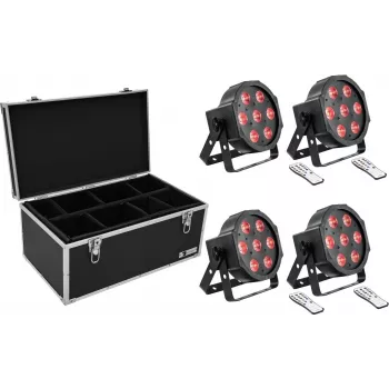LED grindinių šviestuvų rinkinys EUROLITE SLS-7 HCL 4x su transportavimo dėžu TDV-1