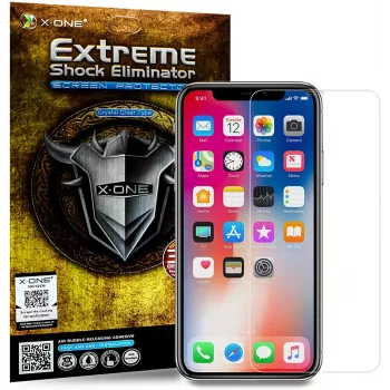 Apsauginis stiklas X-ONE Extreme Shock Eliminator, skirtas iPhone X, juodas, atsparus smūgiams, patvarus