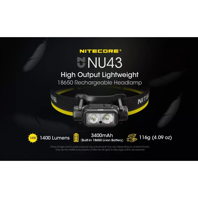 Nitecore NU43 1400 liumenų kompaktiška lengva priekinė lemputė