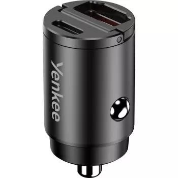 Automobilinis kroviklis YENKEE CAR 02 Power Delivery 30W su USB-A ir USB-C prievadais