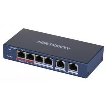 Hikvision DS-3E0106HP-E nevaldomas Fast Ethernet (10/100) komutatorius su PoE, mėlynas