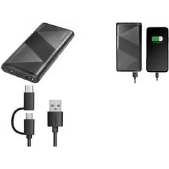 Logilink Powerbank 2-in-1 kabelis 10000 mAh 18 W 3 A PD 2.0 QC 3.0 2 išvesties prievadai USB Type A, USB-C juodas PA0275