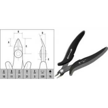 Replės skersinės c.k tools Side Cutter T3886 ESD plokščia galva, plonas dizainas