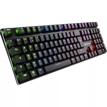 SHARKOON PureWriter RGB, žaidimų klaviatūra juoda, FR išdėstymas, Kailh Choc Low Profile Blue jungikliai