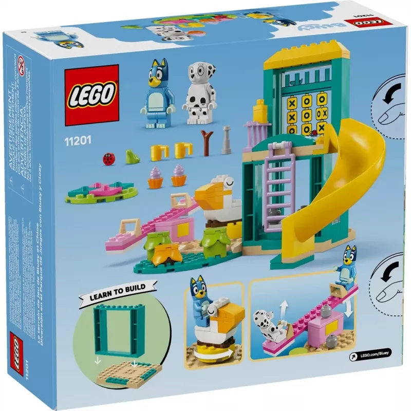 LEGO kaladėlių rinkinys 11201 Žaidimų aikštelės nuotykiai su Blue ir Chloe – minifigūrėlės, žaidimo scena