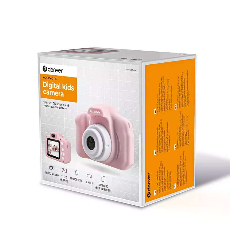 Vaikų skaitmeninis fotoaparatas DENVER KCA-1340RO – rožinis, 85 g