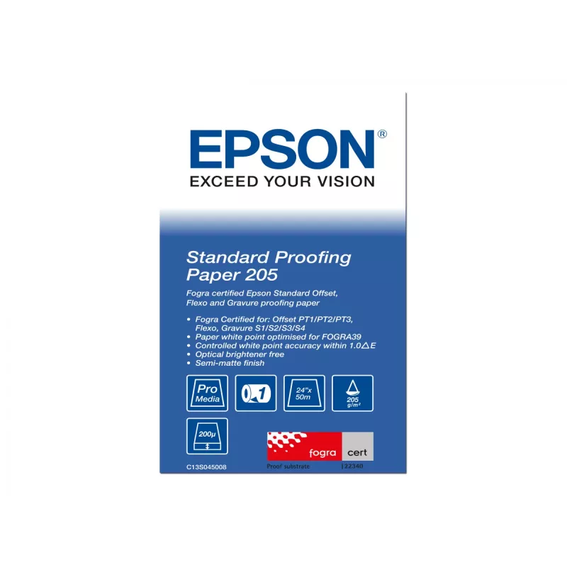 Epson Standard Proofing Paper, 24 colių x 50 m, 205 g/m², pusiau matinis
