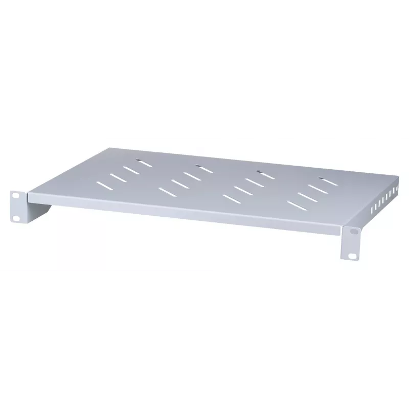 Rack lentyna LANBERG AK-1004-S — 1U 19 colių pilka, 483 mm plotis, 300 mm gylis, 25 kg talpa