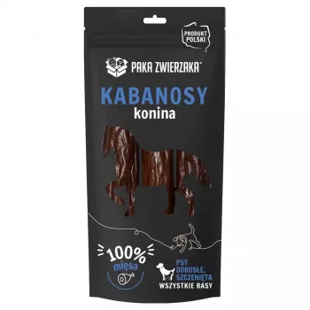 Šunų skanėstai PAKA ZWIERZAKA Dešrelės arkliena 80 g – treniruočių kramtomas užkandis suaugusiems šunims
