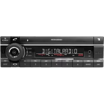 Automobilinis DAB+ radijas Axion MCR 2420 — DAB+ imtuvas, USB, AUX, Bluetooth, 24V, trumpas velenas