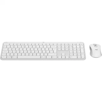 Logitech Signature Slim Combo MK950 - belaidis klaviatūros ir pelės rinkinys - 100% pilno dydžio - belaidis - Bluetooth 5.1 LE - QWERTY - US International - Off-White (920-012491)