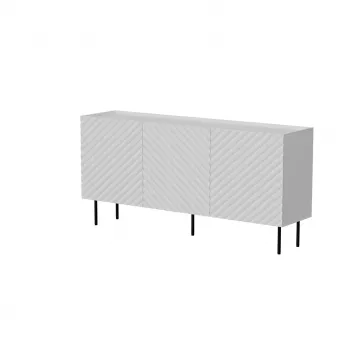 Komoda Cama Meble LUCCA 3D 165x40x80 cm, balta, medžio drožlių plokštės korpusas