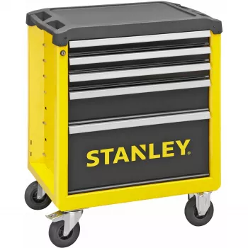 Įrankių vežimėlis Stanley STST74305-1 su 5 stalčiais, geltonai/juodas, 3 plokšti + 2 gilūs stalčiai
