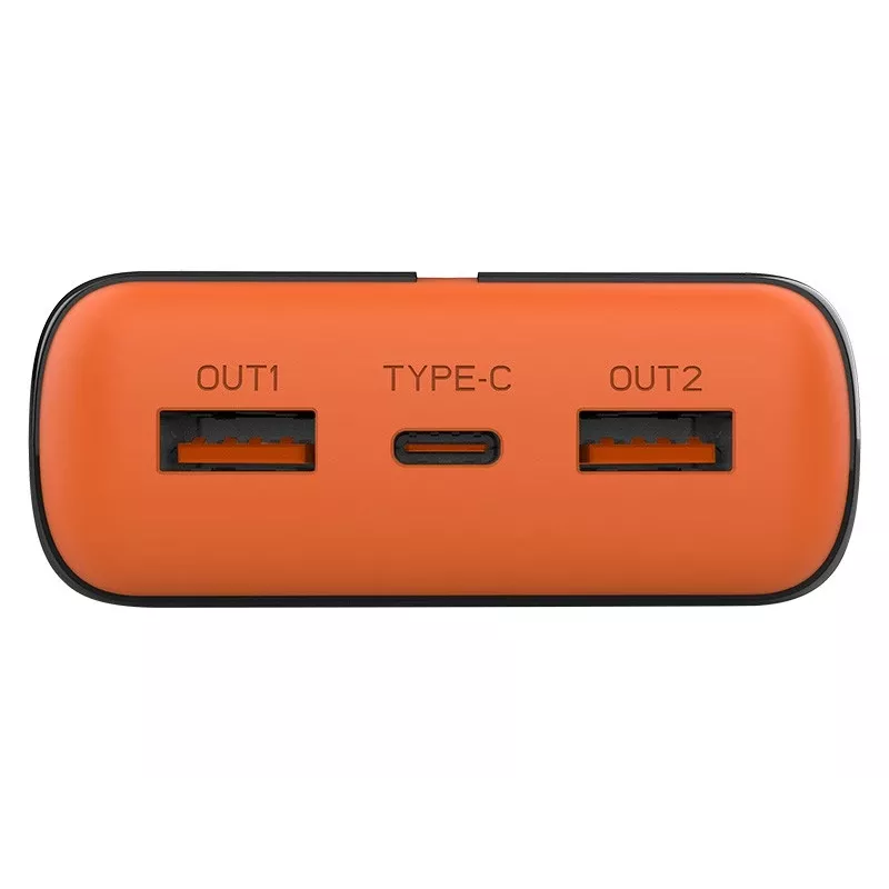 Nešiojamas įkroviklis TRACER EnerGen 20000 mAh, Power Delivery 20W, USB-C įvestis, 2×USB-A išėjimai, 3 įrenginių palaikymas, oranžinė