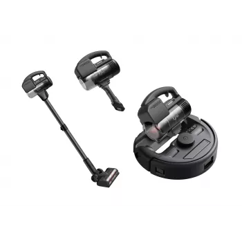Robotas dulkių siurblys Eufy E20 Black – apvalus, su dulkėms surinkimo baze, 150 min veikimo laikas, 35 cm skersmuo