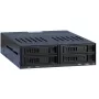 Inter-Tech X-3531 HDD/SSD išimamas blokas keturiems 2,5 colio SATA diskams į vieną 5,25 colio skyrių, 6 Gbit/s, Hot Swap, 30 mm ventiliatorius, juodas