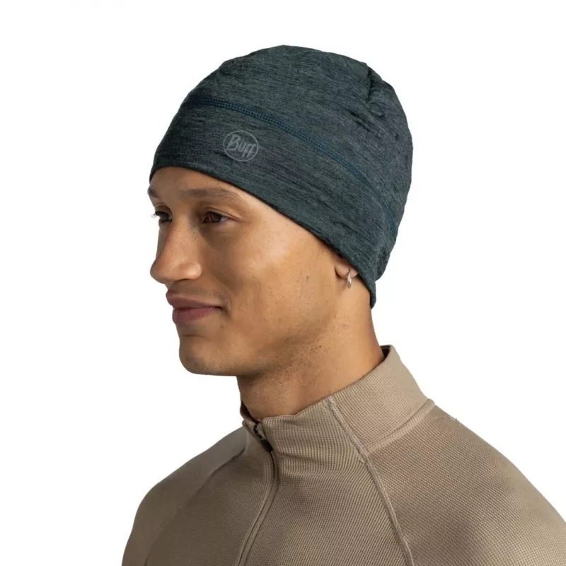 Buff Merino Lightweight Multistripes Forest vilnonė kepurė, unisex, tamsiai žalia, 125 g/m²