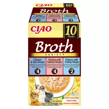 INABA Ciao Broth gardėsiai katėms, vištiena, žuvis ir šukutės, 10 x 40 g