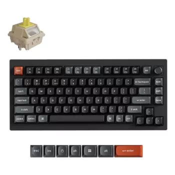 Mechaninė klaviatūra Keychron V1 Ultra 8K — 75% formatai, QWERTY, Bluetooth, RGB, Juoda