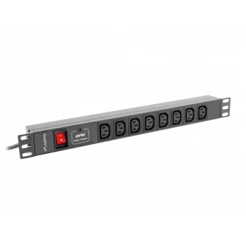 Lanberg PDU-08I-0200-C20-BK 1U 8x C13 19 inch PDU juodas