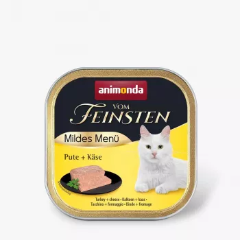 Šlapias ėdalas katėms Animonda Vom Feinsten Mildes Menü Kalakutiena Sūris 100 g, be grūdų, suaugusioms katėms, padėklas