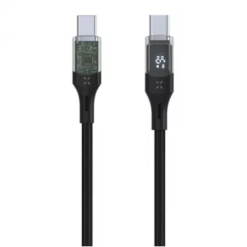 Fiksuotas laidas USB-C / USB-C su vaizdo perdavimu, PD palaikymu, 2m, USB 2.0, 100W | FIXDD-CC2-BK