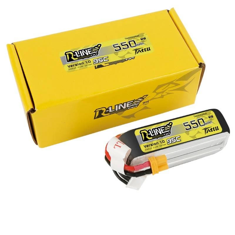 Akumuliatorius Tattu R-Line 550mAh 14.8V 95C 4S1P – LiPo paketas RC modeliams
